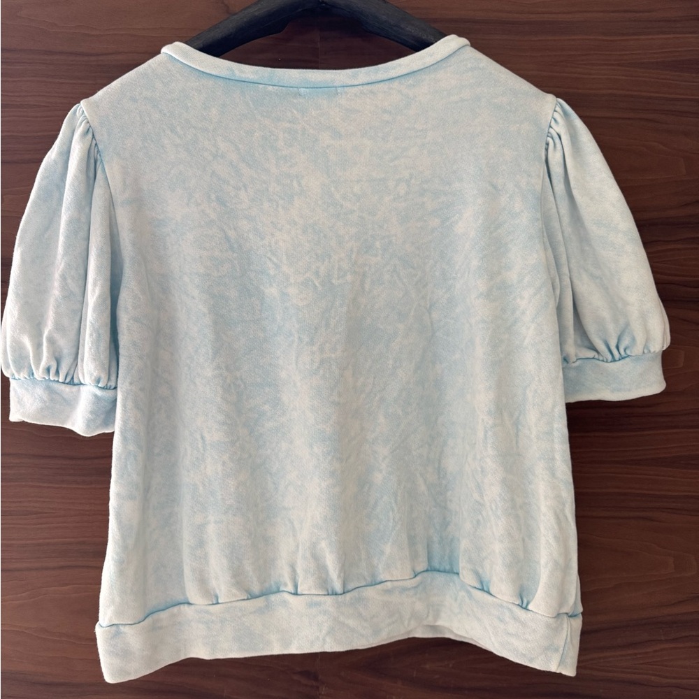 Peach Love California Sky Blue Puff Sleeve Top - Picture 2 of 4